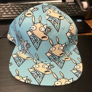 Nickelodeon's Rocko's Modern Life Flat Bill Cap with All Over Print Cloud Blue